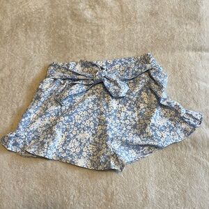 Altar'd State High Waist Blue and White Floral Shorts